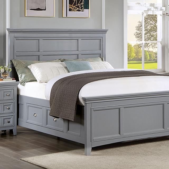 CASTLILE Queen Bed, Gray - U&U Home Budget Furniture (Carteret, NJ)