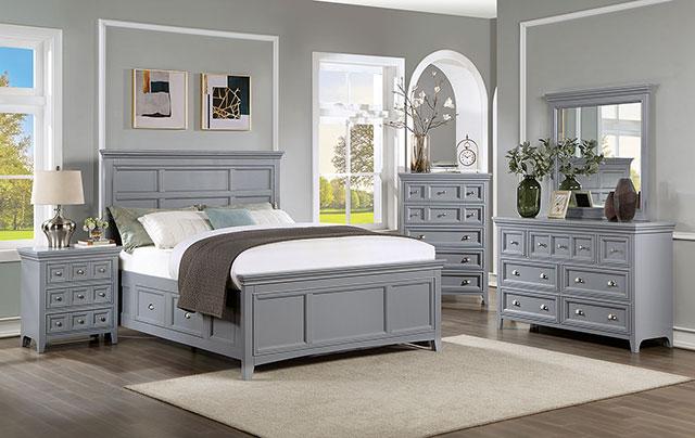 CASTLILE Queen Bed, Gray - U&U Home Budget Furniture (Carteret, NJ)