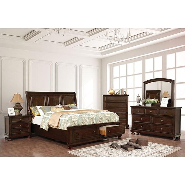Castor Brown Cherry Queen, E.King, & Cal.King Bed - U&U Home Budget Furniture (Carteret, NJ)