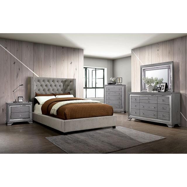 Cayla Bed Silver & Grey - U&U Home Budget Furniture (Carteret, NJ)
