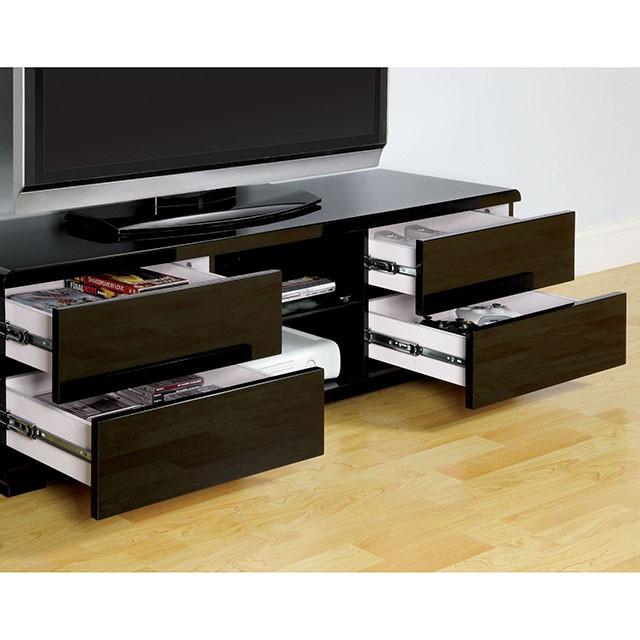 Cerro Black 59" TV Console, Black - U&U Home Budget Furniture (Carteret, NJ)
