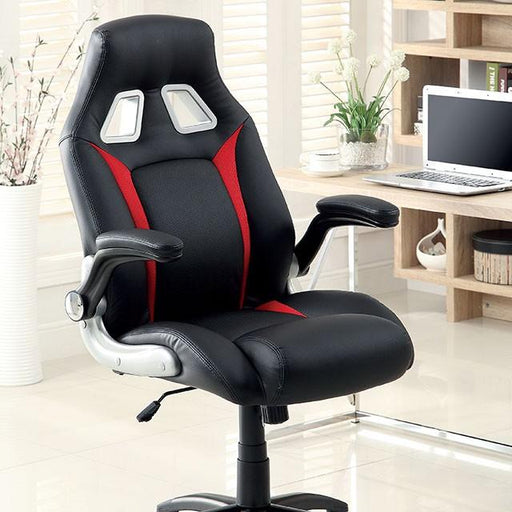 Argon Black/Silver/Red Office Chair - U&U Home Budget Furniture (Carteret, NJ)