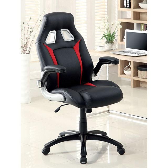Argon Black/Silver/Red Office Chair - U&U Home Budget Furniture (Carteret, NJ)
