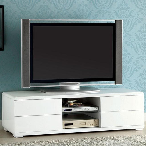 Cerro White 59" TV Console, White - U&U Home Budget Furniture (Carteret, NJ)