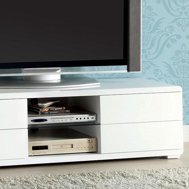 Cerro White 59" TV Console, White - U&U Home Budget Furniture (Carteret, NJ)