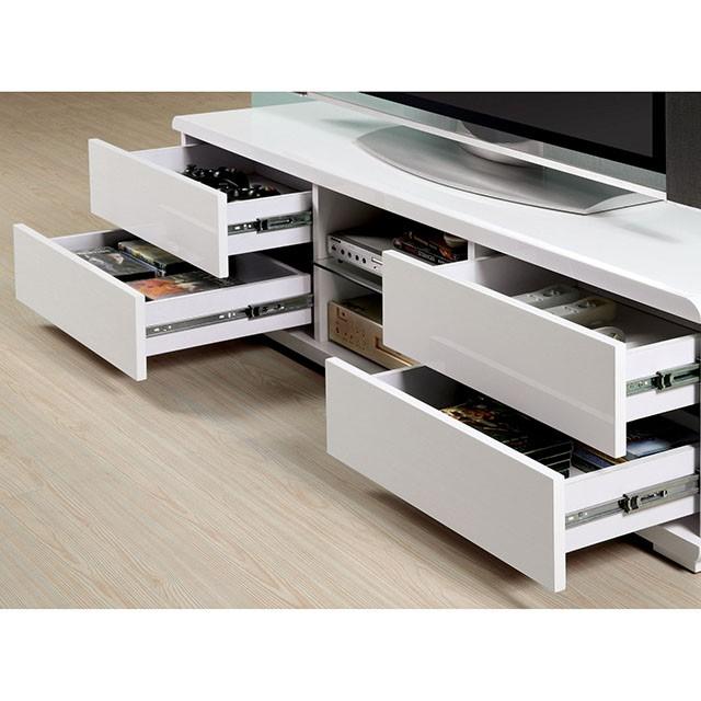 Cerro White 59" TV Console, White - U&U Home Budget Furniture (Carteret, NJ)