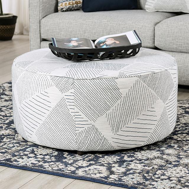 CHANCERY Ottoman, Gray/Navy - U&U Home Budget Furniture (Carteret, NJ)