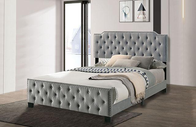 Charlize Bed Grey & Navy - U&U Home Budget Furniture (Carteret, NJ)