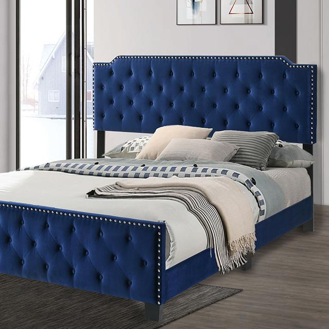 Charlize Bed Grey & Navy - U&U Home Budget Furniture (Carteret, NJ)