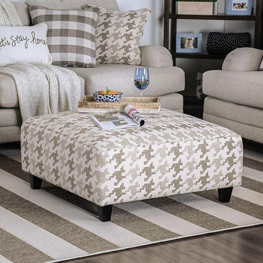 Christine Light Gray/Pattern Ottoman - U&U Home Budget Furniture (Carteret, NJ)