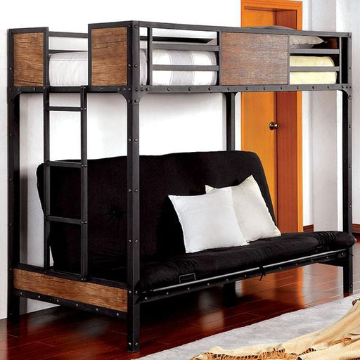 CLAPTON Black Twin Bed w/ Futon Base - U&U Home Budget Furniture (Carteret, NJ)