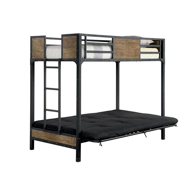 CLAPTON Black Twin Bed w/ Futon Base - U&U Home Budget Furniture (Carteret, NJ)