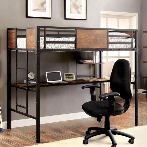 CLAPTON Black Twin Bed w/ Workstation - U&U Home Budget Furniture (Carteret, NJ)