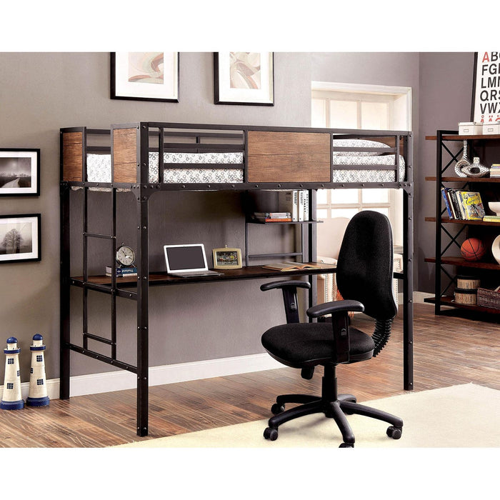 CLAPTON Black Twin Bed w/ Workstation - U&U Home Budget Furniture (Carteret, NJ)