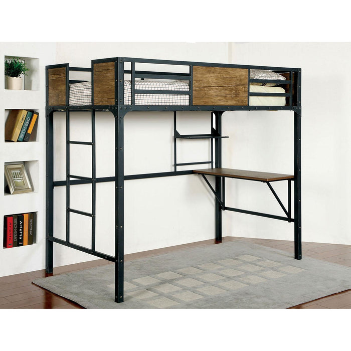 CLAPTON Black Twin Bed w/ Workstation - U&U Home Budget Furniture (Carteret, NJ)