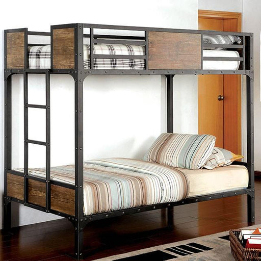 CLAPTON Black Twin/Twin Bunk Bed - U&U Home Budget Furniture (Carteret, NJ)