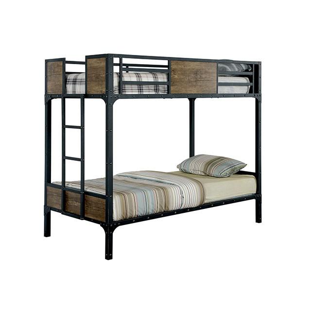 CLAPTON Black Twin/Twin Bunk Bed - U&U Home Budget Furniture (Carteret, NJ)