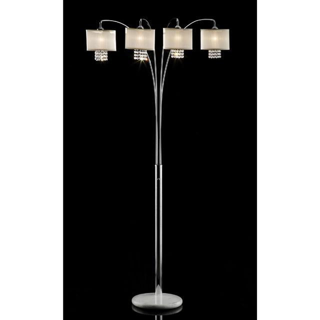 Claris Ivory/Chrome Arch Lamp, Hanging Crystal - U&U Home Budget Furniture (Carteret, NJ)
