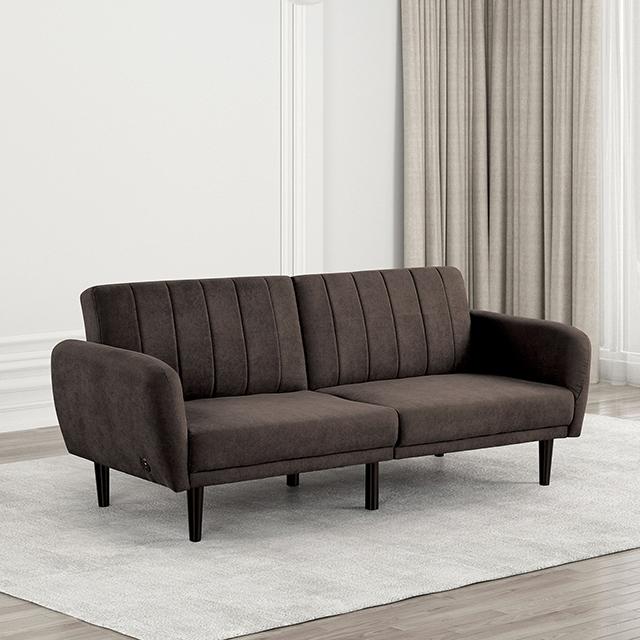 Aristide Futon Sofa Grey & Brown - U&U Home Budget Furniture (Carteret, NJ)