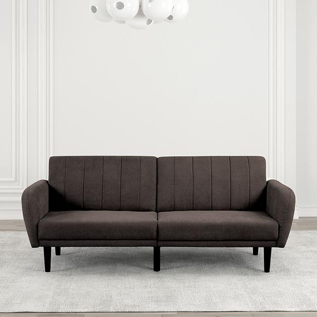 Aristide Futon Sofa Grey & Brown - U&U Home Budget Furniture (Carteret, NJ)