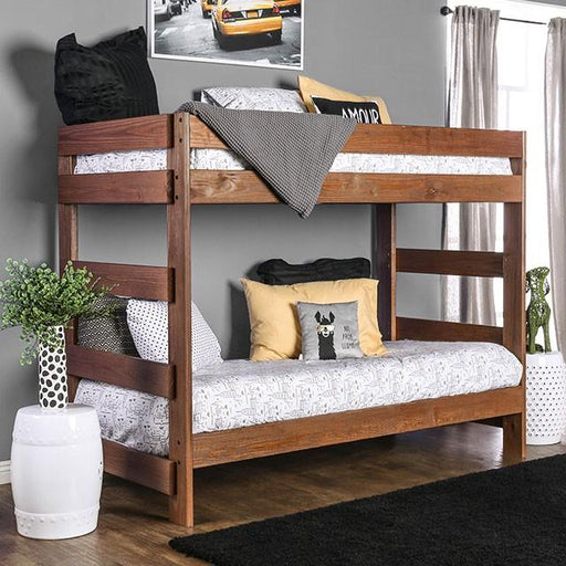 Arlette Twin/Twin Bunk Bed Brown, Black, Gray, & White - U&U Home Budget Furniture (Carteret, NJ)