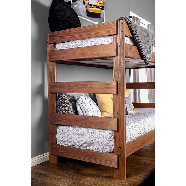 Arlette Twin/Twin Bunk Bed Brown, Black, Gray, & White - U&U Home Budget Furniture (Carteret, NJ)