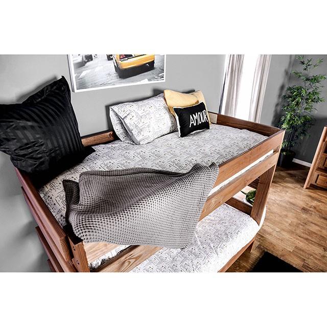 Arlette Twin/Twin Bunk Bed Brown, Black, Gray, & White - U&U Home Budget Furniture (Carteret, NJ)