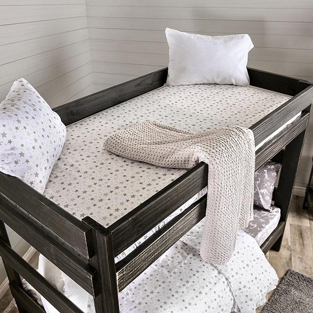 Arlette Twin/Twin Bunk Bed Brown, Black, Gray, & White - U&U Home Budget Furniture (Carteret, NJ)