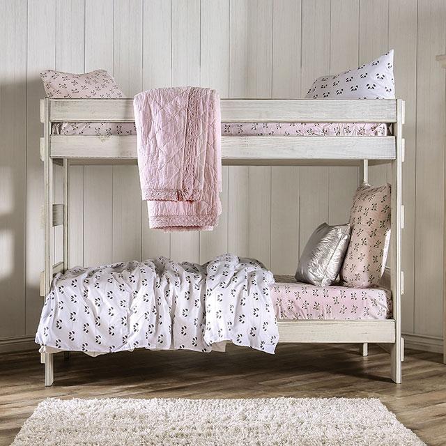 Arlette Twin/Twin Bunk Bed Brown, Black, Gray, & White - U&U Home Budget Furniture (Carteret, NJ)