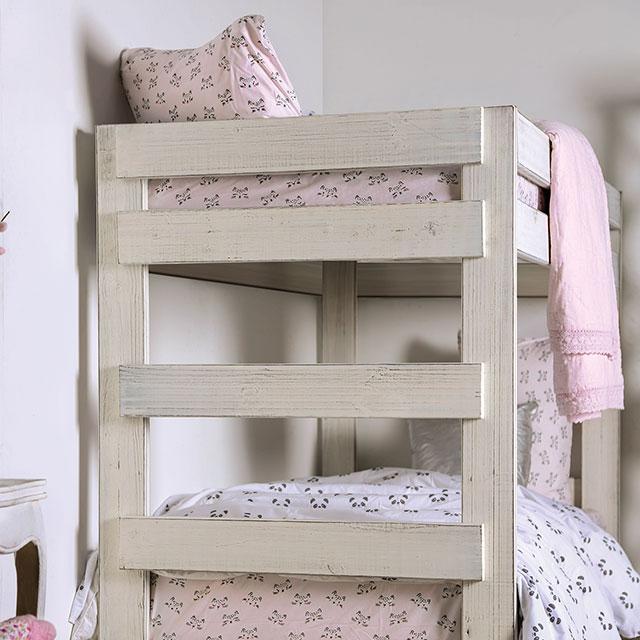 Arlette Twin/Twin Bunk Bed Brown, Black, Gray, & White - U&U Home Budget Furniture (Carteret, NJ)