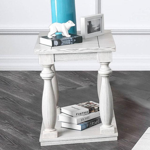 Arlington Antique White End Table - U&U Home Budget Furniture (Carteret, NJ)