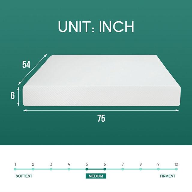 Artemisia 6" Full, Queen, & Twin Memory Foam Mattress - U&U Home Budget Furniture (Carteret, NJ)