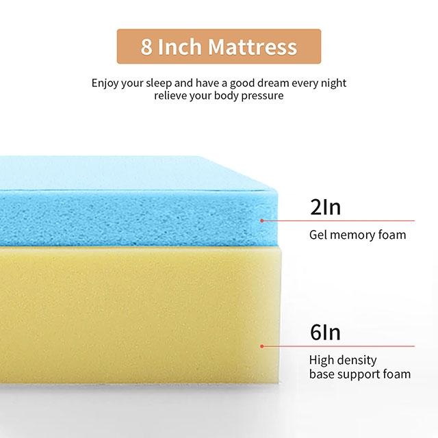 Artemisia 8" Memory Foam Mattress White - U&U Home Budget Furniture (Carteret, NJ)