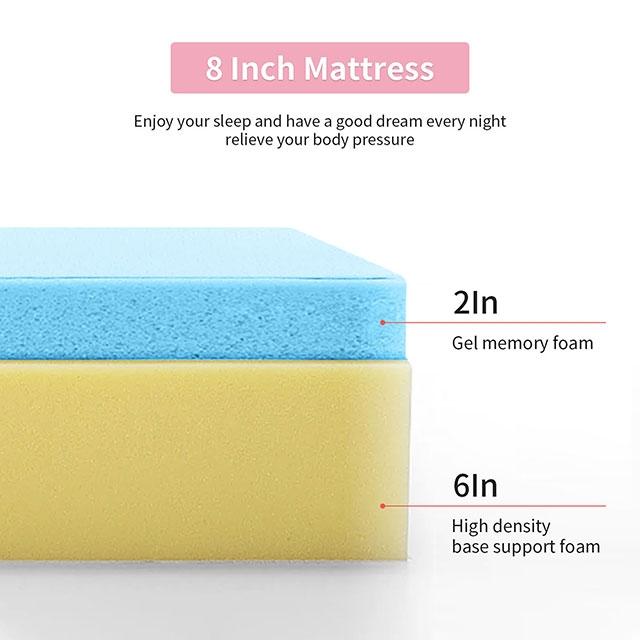 Artemisia 8" Memory Foam Mattress White - U&U Home Budget Furniture (Carteret, NJ)