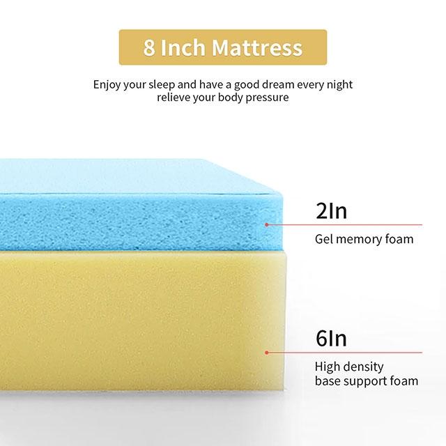 Artemisia 8" Memory Foam Mattress White - U&U Home Budget Furniture (Carteret, NJ)