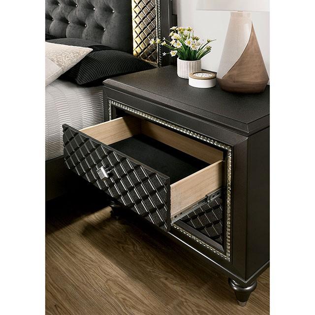 Demetria Metallic Gray Night Stand - U&U Home Budget Furniture (Carteret, NJ)