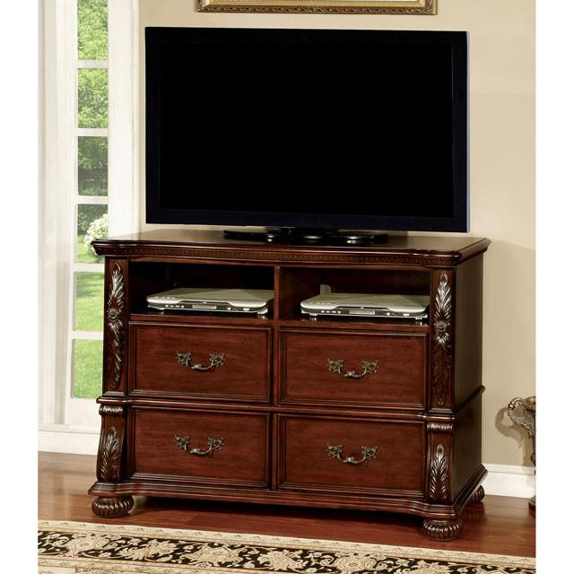 ARTHUR Brown Cherry Media Chest - U&U Home Budget Furniture (Carteret, NJ)