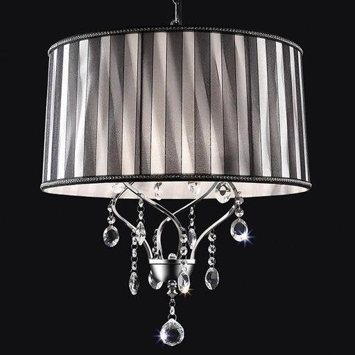 Arya Black/Chrome Ceiling Lamp, Hanging Crystal - U&U Home Budget Furniture (Carteret, NJ)