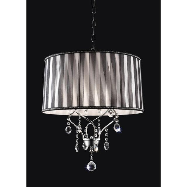 Arya Black/Chrome Ceiling Lamp, Hanging Crystal - U&U Home Budget Furniture (Carteret, NJ)