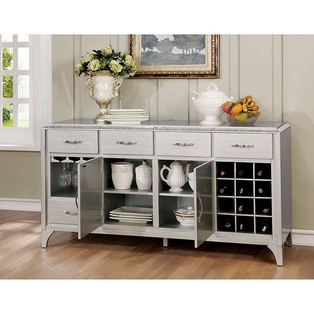 DIOCLES Silver/Gray Server - U&U Home Budget Furniture (Carteret, NJ)
