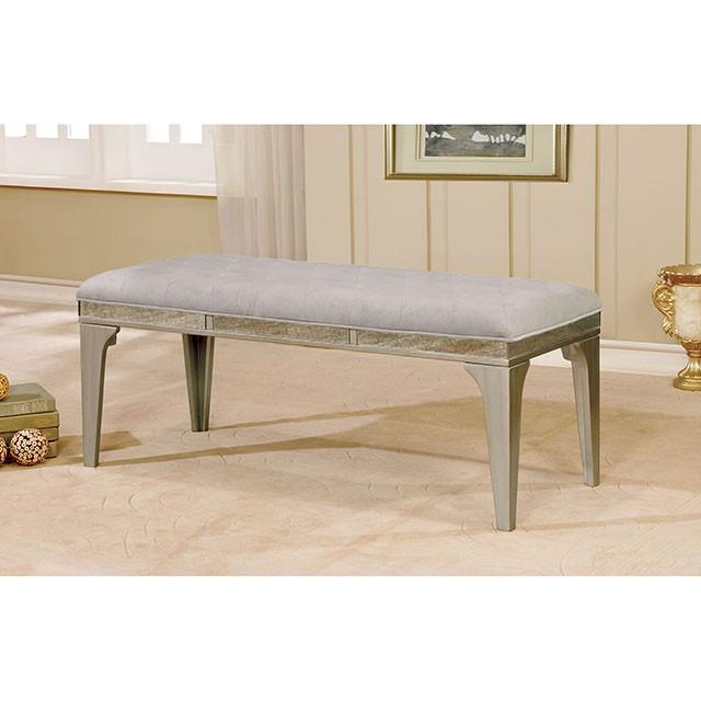 DIOCLES Silver/Light Gray Bench - U&U Home Budget Furniture (Carteret, NJ)