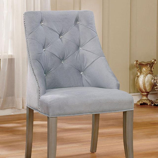 DIOCLES Silver/Light Gray Side Chair (2/CTN) - U&U Home Budget Furniture (Carteret, NJ)