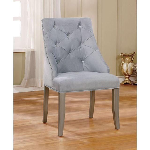 DIOCLES Silver/Light Gray Side Chair (2/CTN) - U&U Home Budget Furniture (Carteret, NJ)