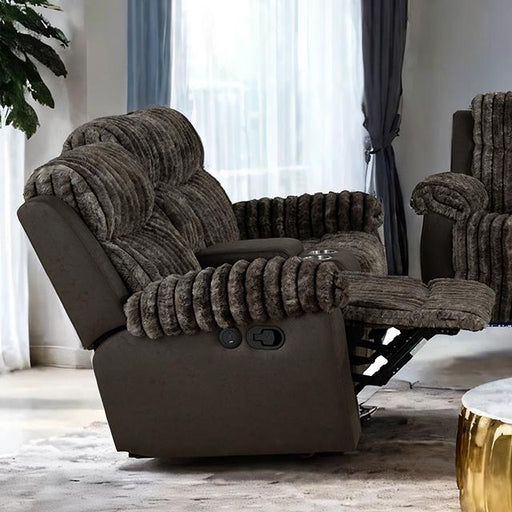 Dionysus Manual Reclining Loveseat Brown - U&U Home Budget Furniture (Carteret, NJ)