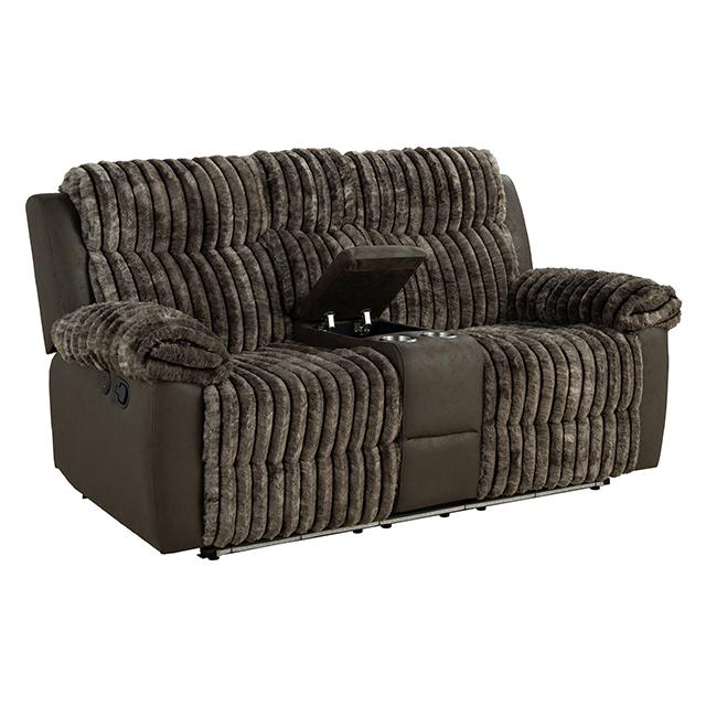 Dionysus Manual Reclining Loveseat Brown - U&U Home Budget Furniture (Carteret, NJ)