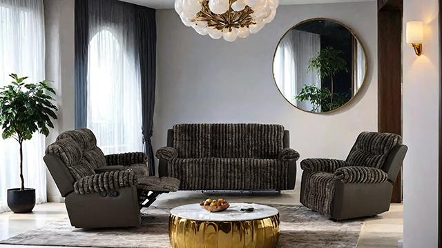 Dionysus Manual Reclining Sofa Brown - U&U Home Budget Furniture (Carteret, NJ)