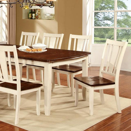 DOVER Vintage White/Cherry Dining Table w/ 18" Leaf - U&U Home Budget Furniture (Carteret, NJ)