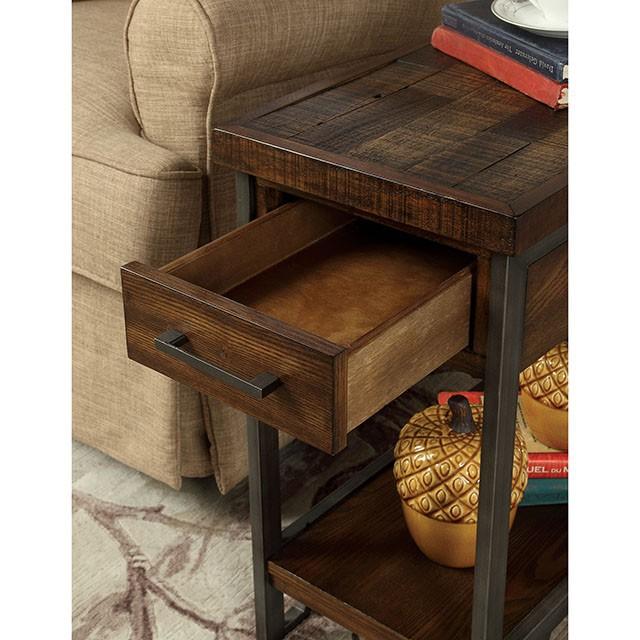 Dundalk Dark Oak Side Table - U&U Home Budget Furniture (Carteret, NJ)