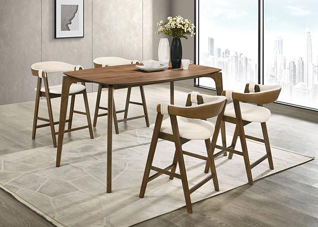 Ebikon 5 Pc Counter Ht Table Set Walnut - U&U Home Budget Furniture (Carteret, NJ)
