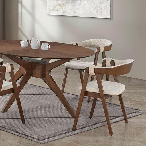 Ebikon 5 Pc Dining Table Set Walnut - U&U Home Budget Furniture (Carteret, NJ)